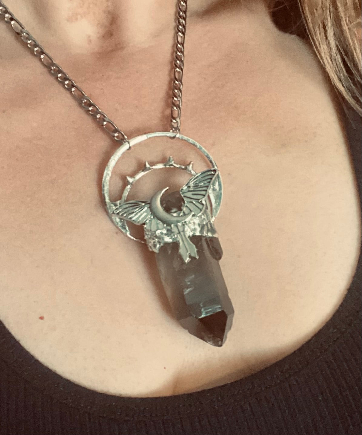 Large raw smoky quartz necklace